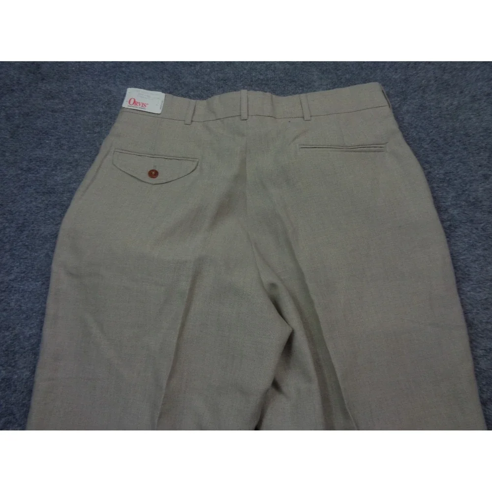 Vtg ORVIS Trouser Pants Mens 34 Beige 100% Linen Summer Classic Unhemmed NWT